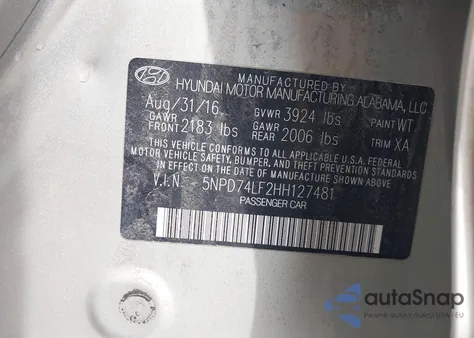 2017 Hyundai Elantra Se из США, поврежденный, VIN 5NPD74LF2HH127481